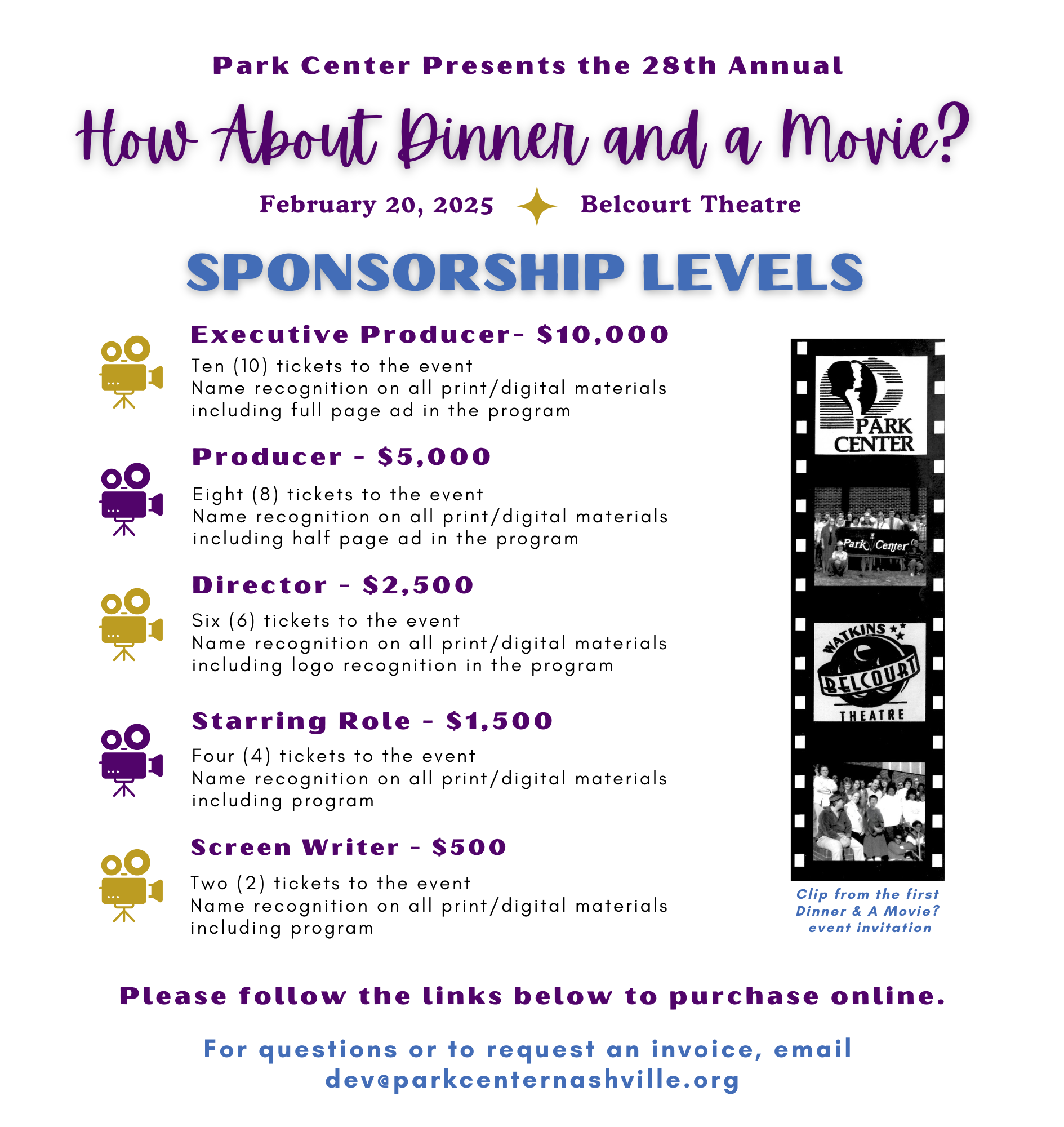 Sponsorship levels for website